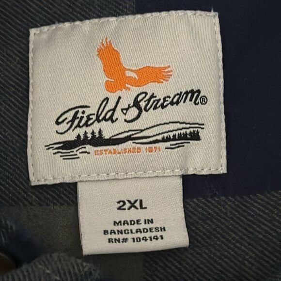 Field & Stream Mens 2XL Plaid Button-Up Long Sleeve Shirt Blue & Green - Picture 3 of 8